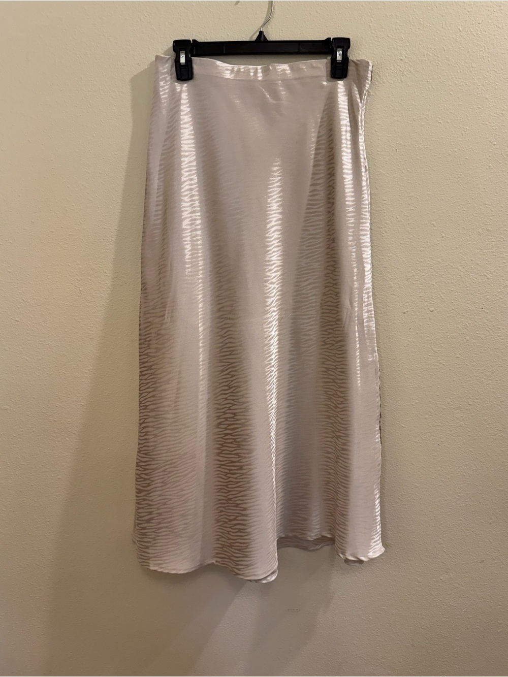 Lush Satin Midi Skirt in Light Ivory